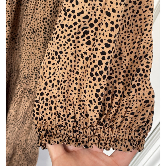 Old Navy Women's Boho Tiered Maxi Dress Sz M Long Sleeve Animal Print Flowy - Picture 6 of 16